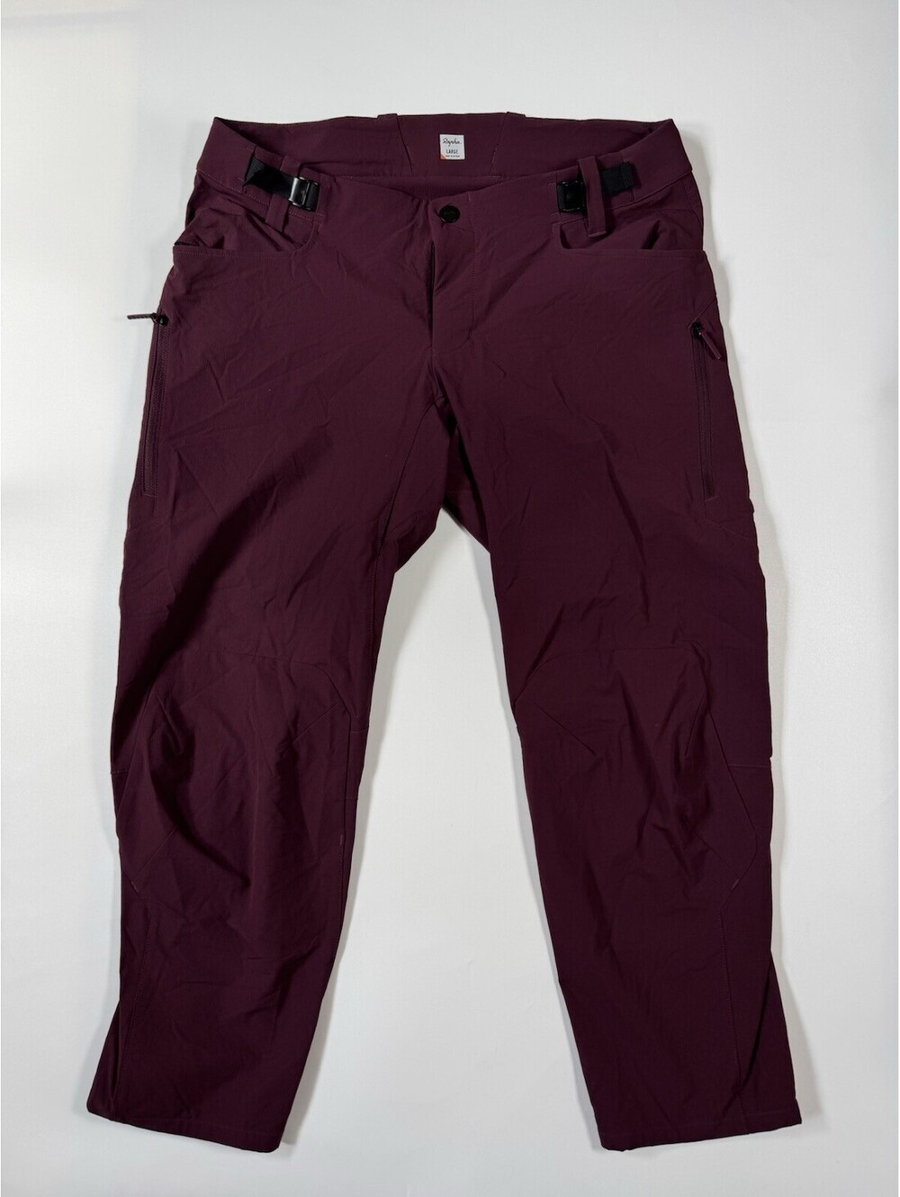 Rapha Trail Pants Mens Large Burgundy MTB Cycling Hemmed 25” Inseam